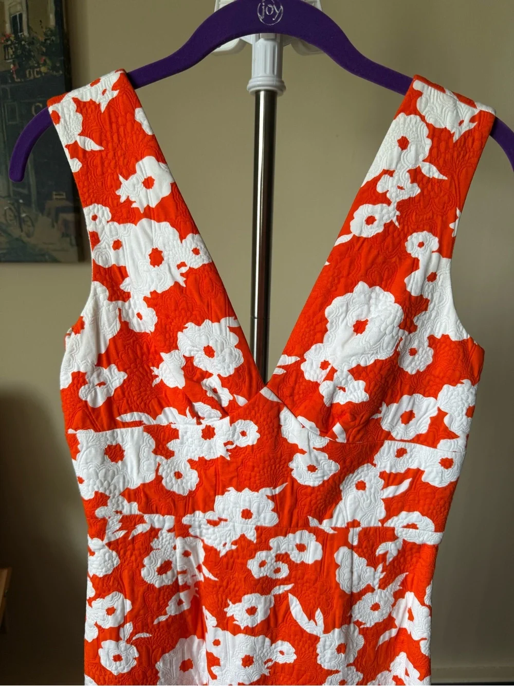 Kate Spade Floral V-Neck Sheath Dress in Orange and White